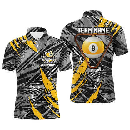 Personalized Grunge 9 Ball Pool Billiard Shirts For Men Custom Billiard 9 Ball Jersey Shirts TDM1633