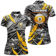 Load image into Gallery viewer, Personalized Grunge 9 Ball Pool Billiard Shirts For Women Custom Billiard 9 Ball Jersey Shirts TDM1633