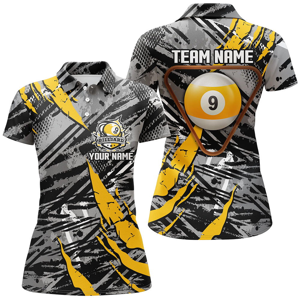 Personalized Grunge 9 Ball Pool Billiard Shirts For Women Custom Billiard 9 Ball Jersey Shirts TDM1633