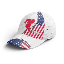 Load image into Gallery viewer, Billiards Player American Flag Custom Name Cap, Patriotic Hats For Pool Player TDM0134
