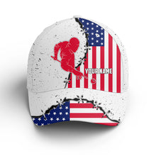 Load image into Gallery viewer, Billiards Player American Flag Custom Name Cap, Patriotic Hats For Pool Player TDM0134