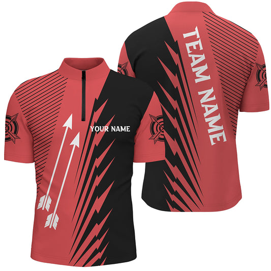 Custom Red Black Archery Arrows Quarter-Zip Shirts For Men Personalized Archery Jerseys  TDM0606