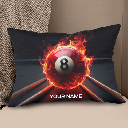 Personalized Flaming 8 Ball Pool Cue Billiard Pillow, Best Pillows Gifts TDM0748