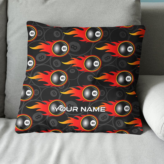 Custom 8 Ball Flame Full Printing Billiard Pillow, Snooker Pool Gifts TDM0749