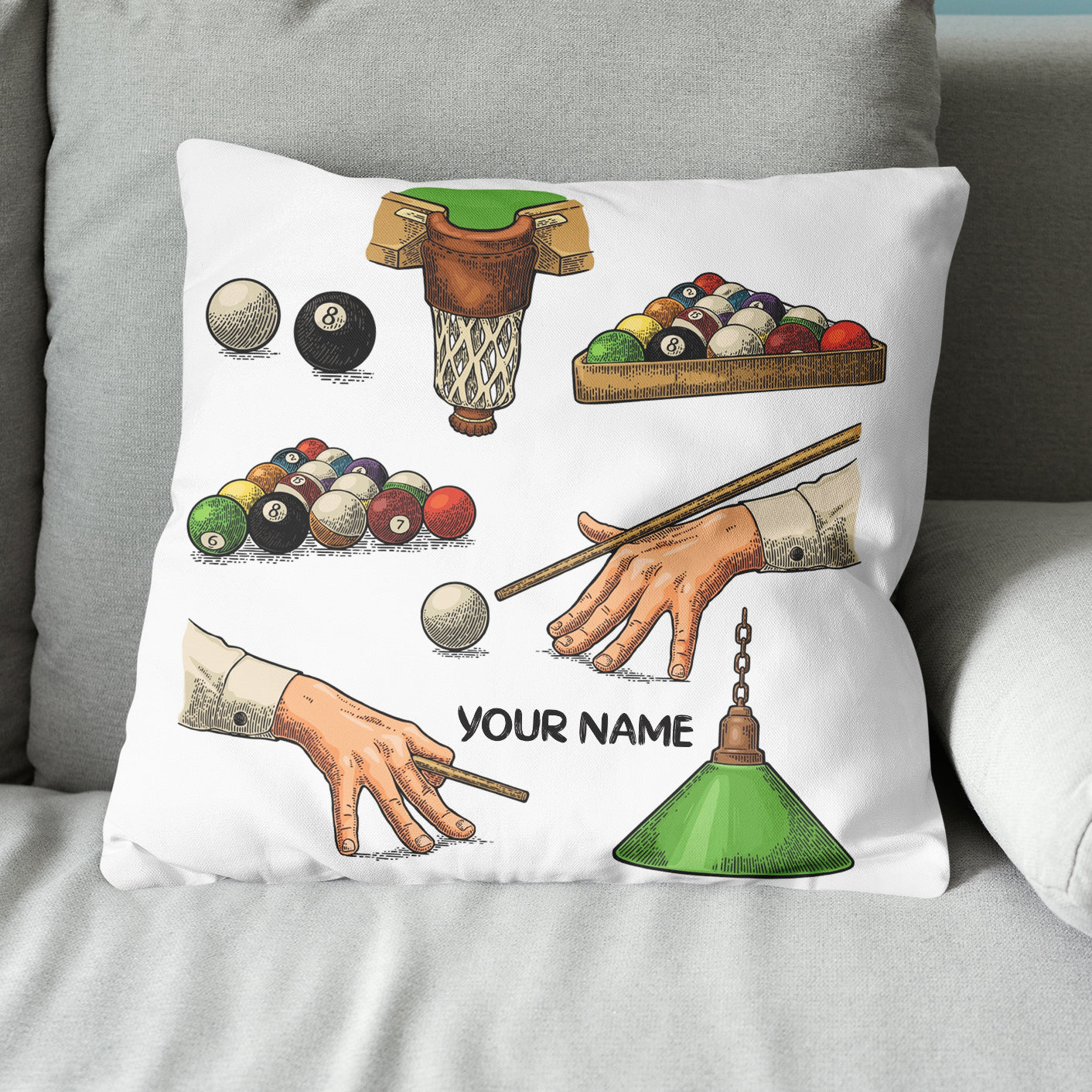 Personalized Funny Vintage Billiards Games Pillow Best Throw Pillows TDM0752