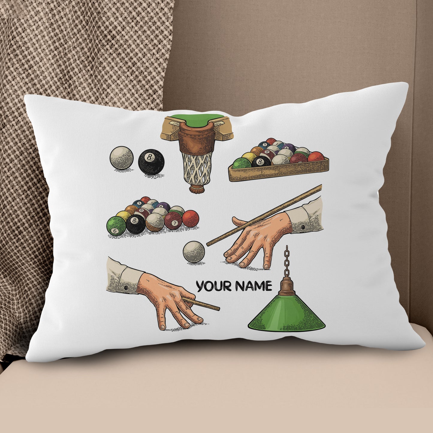 Personalized Funny Vintage Billiards Games Pillow Best Throw Pillows TDM0752