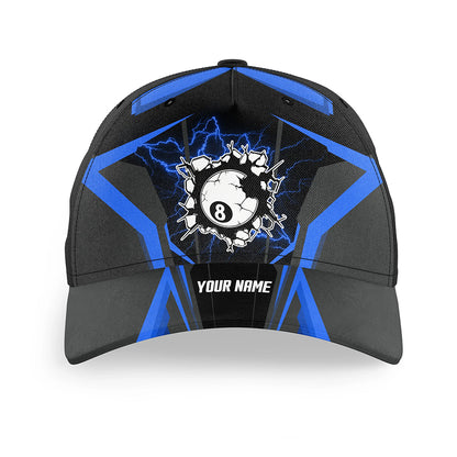 Personalized Funny 8 Ball Pool Blue Billiards Caps, Custom Billiards Hats Gifts For Pool Player TDM1262