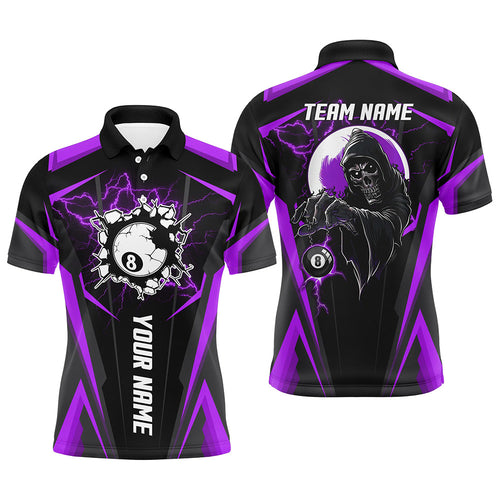 Personalized Purple Billiard Grim Reaper Men Polo Shirts Custom Team League Billiard Jerseys Shirts TDM1263