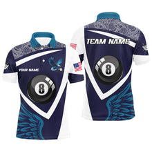 Load image into Gallery viewer, Personalized Blue 8 Ball Pool And Wings Custom Men Billiard Shirts, Billiard Pool Team Shirts TDM1849