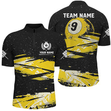 Load image into Gallery viewer, Custom Yellow Grunge Billiard 9 Ball Pool Men Polo/ Quarter-Zip Shirts, 9 Ball Billiard Jerseys TDM2060