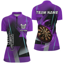 Load image into Gallery viewer, Personalized 3D All Over Print Darts Women Polo &amp; Quarter-Zip Shirts Custom Purple Darts Team Jersey TDM2265