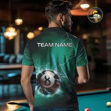 Load image into Gallery viewer, Personalized Turquoise Thunder Lightning 8 Ball Pool Billiard Shirt For Men, Billiard Team Jersey TDM4609