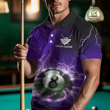 Load image into Gallery viewer, Personalized Purple 3D Thunder Lightning 8 Ball Pool Billiard Shirt For Men, Billiard Team Jersey TDM4610