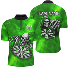 Load image into Gallery viewer, Grim Reaper Custom Green Dart Shirts For Men, Personalized Name 3D Skull Dart Team Jerseys TDM3020