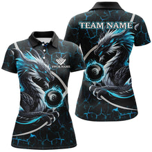 Load image into Gallery viewer, Personalized Blue Fiery Crack Pattern Dragon Billiard Shirts For Women, Team League Billiard Jerseys TDM3251