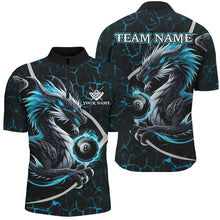 Load image into Gallery viewer, Personalized Blue Fiery Crack Pattern Dragon Billiard Shirts For Men, Team League Billiard Jerseys TDM3251