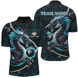 Personalized Blue Fiery Crack Pattern Dragon Billiard Shirts For Men, Team League Billiard Jerseys TDM3251