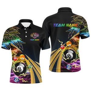 Personalized Colorful Flame 8 Ball Billiard Shirts For Men, Cool Billiard Team Shirts Pool Jerseys TDM3253