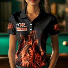 Load image into Gallery viewer, 3D Orange Flaming American Flag Women Billiard Shirt Custom Patriotic Pool Player Billiard Jersey TDM3453