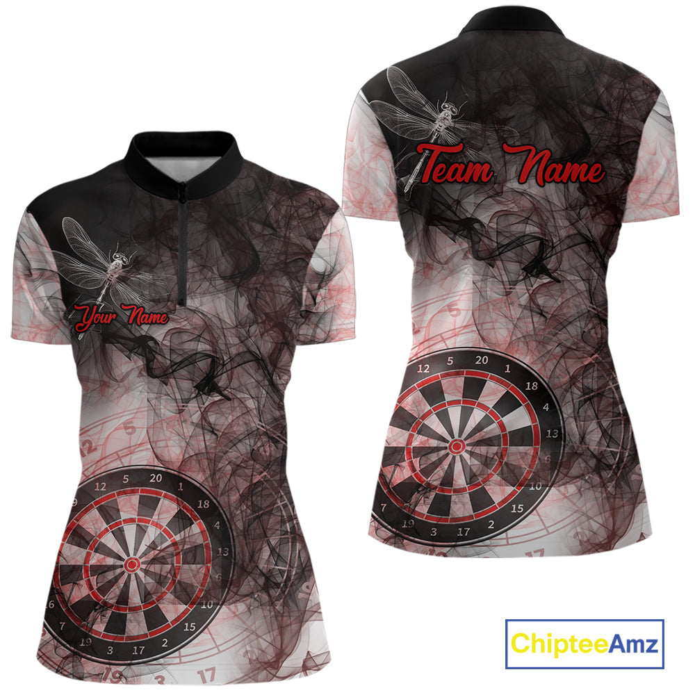 Red Black Smoke Dart Shirt With Pocket Option For Women Custom Dart Jerseys TDM5763