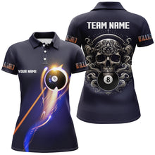 Load image into Gallery viewer, Personalized Glowing 8 Ball Pool Billiard Shirts For Women Custom Skull Billiard Jersey, Pool Uniform TDM2061