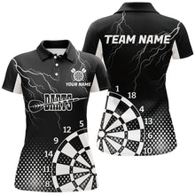 Load image into Gallery viewer, Personalized Black White Lightning Darts Shirts For Women Best Custom Cool Darts Team Jerseys TDM2281