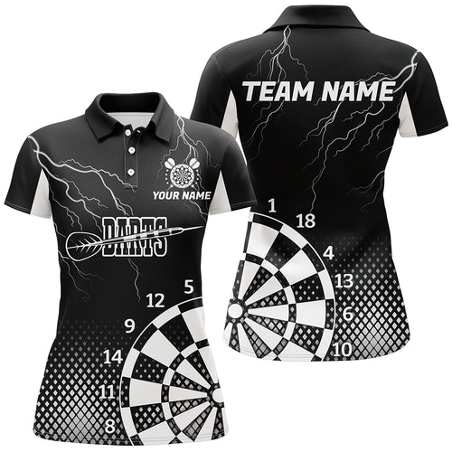 Personalized Black White Lightning Darts Shirts For Women Best Custom Cool Darts Team Jerseys TDM2281
