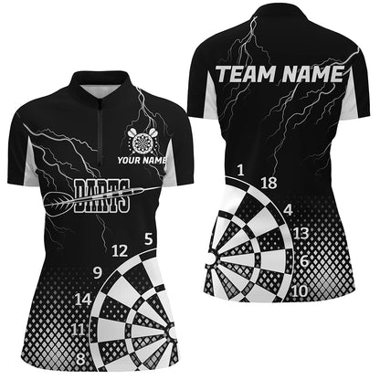 Personalized Black White Lightning Darts Shirts For Women Best Custom Cool Darts Team Jerseys TDM2281