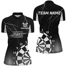 Load image into Gallery viewer, Personalized Black White Lightning Darts Shirts For Women Best Custom Cool Darts Team Jerseys TDM2281