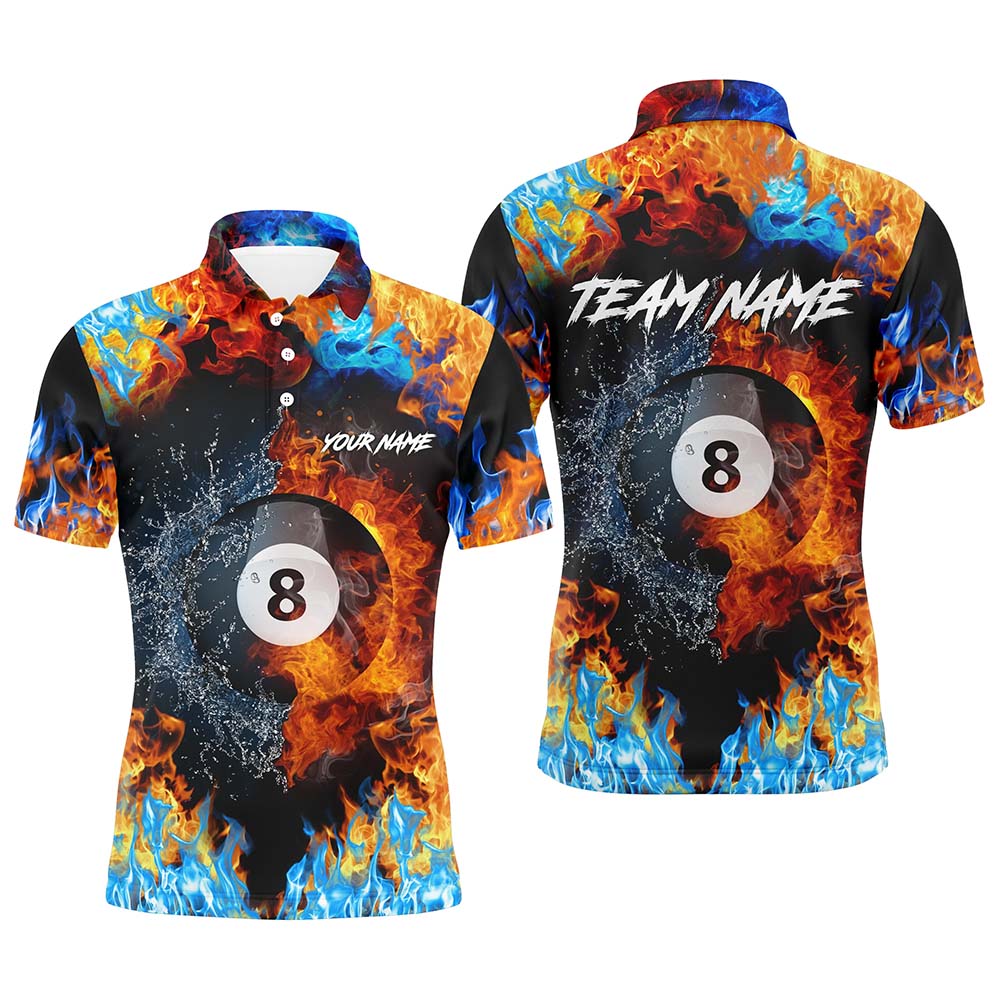Personalized Billiard Ball In Fire And Water All Over Print 3D Polo Shirts For Men TDM0149