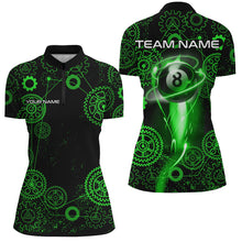 Load image into Gallery viewer, Personalized Green Billiard Shirts For Women Custom Gearwheel Pattern Billiard Jerseys Team Uniform TDM3025