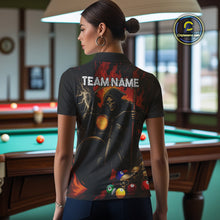 Load image into Gallery viewer, Personalized Grim Reaper Motorcycle Billiards Shirt For Women Custom Skull Billiard Team Jersey TDM5253
