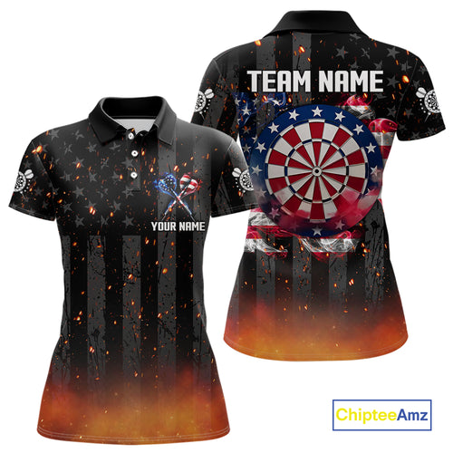 Custom US Flag Smoke Dart Shirt For Women, Patriotic Dart Jersey Pocket Option TDM5259