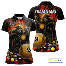 Load image into Gallery viewer, Personalized Grim Reaper Motorcycle Billiards Shirt For Women Custom Funny 9 Ball Pool Team Jersey TDM5264