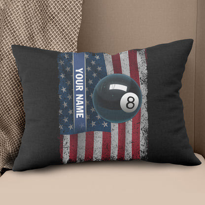 Patriotic American Flag Custom 8 Ball Pool Billiard Sports Throw Pillows TDM0773
