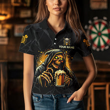 Load image into Gallery viewer, Darts And Beer That&#39;s Why I&#39;m Here Custom Death Skeleton Women Darts Shirts, Drinking Dart Jerseys TDM3461