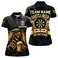 Load image into Gallery viewer, Darts And Beer That&#39;s Why I&#39;m Here Custom Death Skeleton Women Darts Shirts, Drinking Dart Jerseys TDM3461