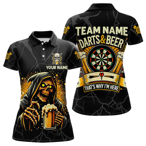 Darts And Beer That's Why I'm Here Custom Death Skeleton Women Darts Shirts, Drinking Dart Jerseys TDM3461