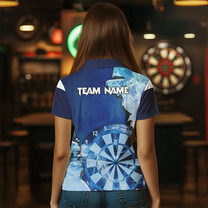 Blue Icy Light Darts Polo & Quarter Zip Custom Dart Shirts For Women, Cool Darts Team Jerseys TDM3462