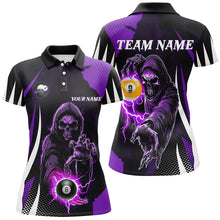 Load image into Gallery viewer, Funny Purple Death Skeleton 8 Ball &amp; 9 Ball Billiard Shirts For Women Custom League Billiard Jerseys TDM2285