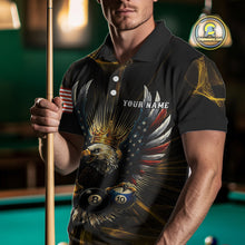 Load image into Gallery viewer, Personalized Crown American Flag Eagle 8, 9 &amp; 10 Ball Pool Shirt For Men, Billiard Team Jersey TDM5044