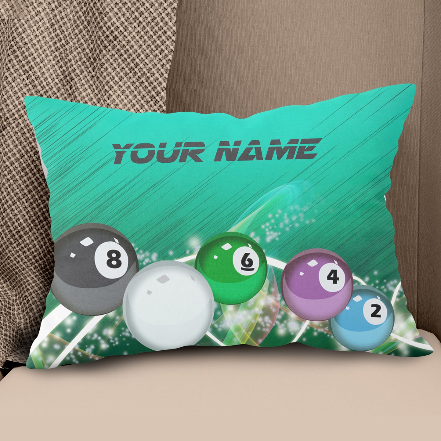 Personalized 3D Green Billiards Balls Pillow Custom Pillow Pool Billiard TDM0779
