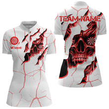 Load image into Gallery viewer, Personalized Skull White Red Grunge Darts Polo &amp; Quarter-Zip For Women Custom Dart Team Jerseys TDM3467