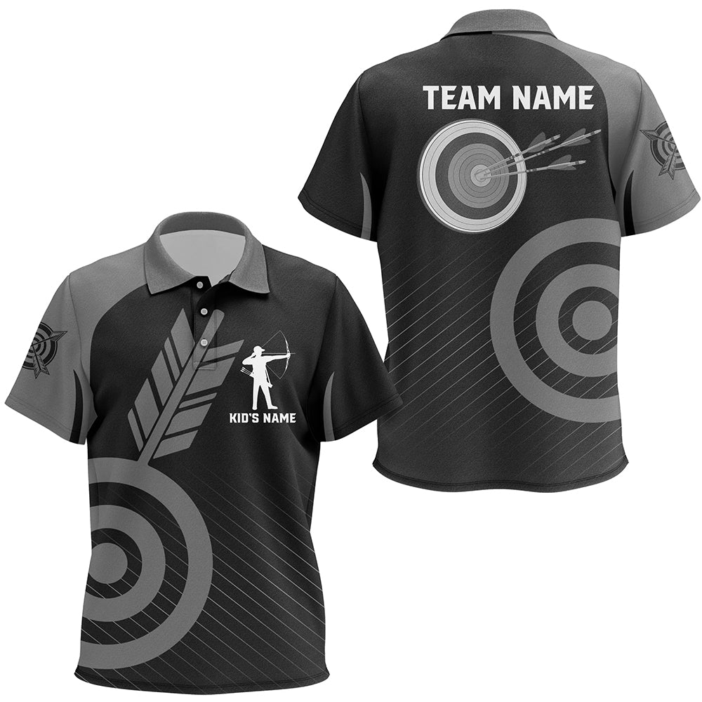 Personalized Grey Archery Jerseys For Kid Custom Archery Polo Shirts Team League Archery Shirts TDM1496