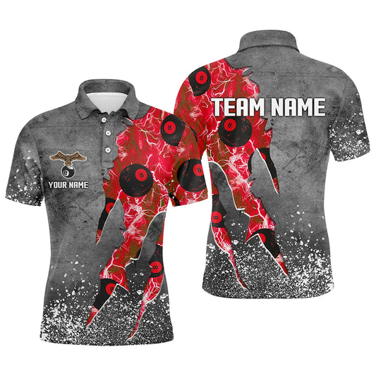 Custom Ball 8 Thunder Lighting Grunge Billiard Shirts For Men Best Billiard Team Jersey |Red TDM1658