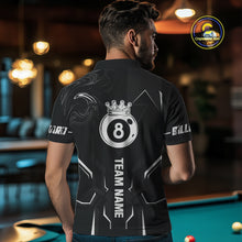 Load image into Gallery viewer, Customized 8 Ball Pool Crown Men Billiard Shirt, White And Black Billiard Team Shirt, Pool Jersey TDM4053