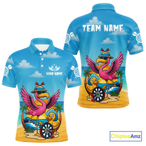Personalized Funny Tropical Flamingo Darts Shirt For Men Custom Darts Jersey Outfit, Darts Gifts TDM4408
