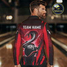 Load image into Gallery viewer, Personalized Thunder Lightning Cobra Snake Bowling Shirts For Men, Red Bowling Team Jersey TDM4644
