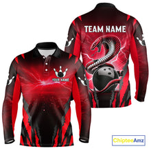 Load image into Gallery viewer, Personalized Thunder Lightning Cobra Snake Bowling Shirts For Men, Red Bowling Team Jersey TDM4644