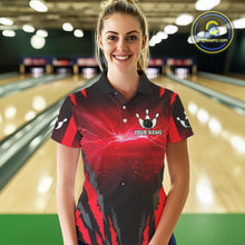 Load image into Gallery viewer, Personalized Thunder Lightning Cobra Snake Bowling Shirts For Women, Red Bowling Team Jersey TDM4644